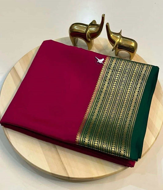 Mysore Silk Saree Pink Nd Green
