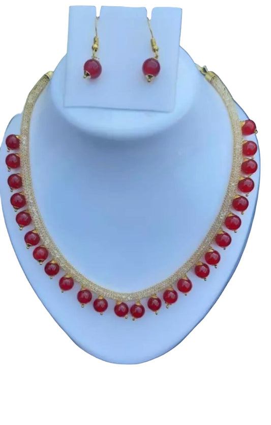 Pearl Necklace Set With Earrings