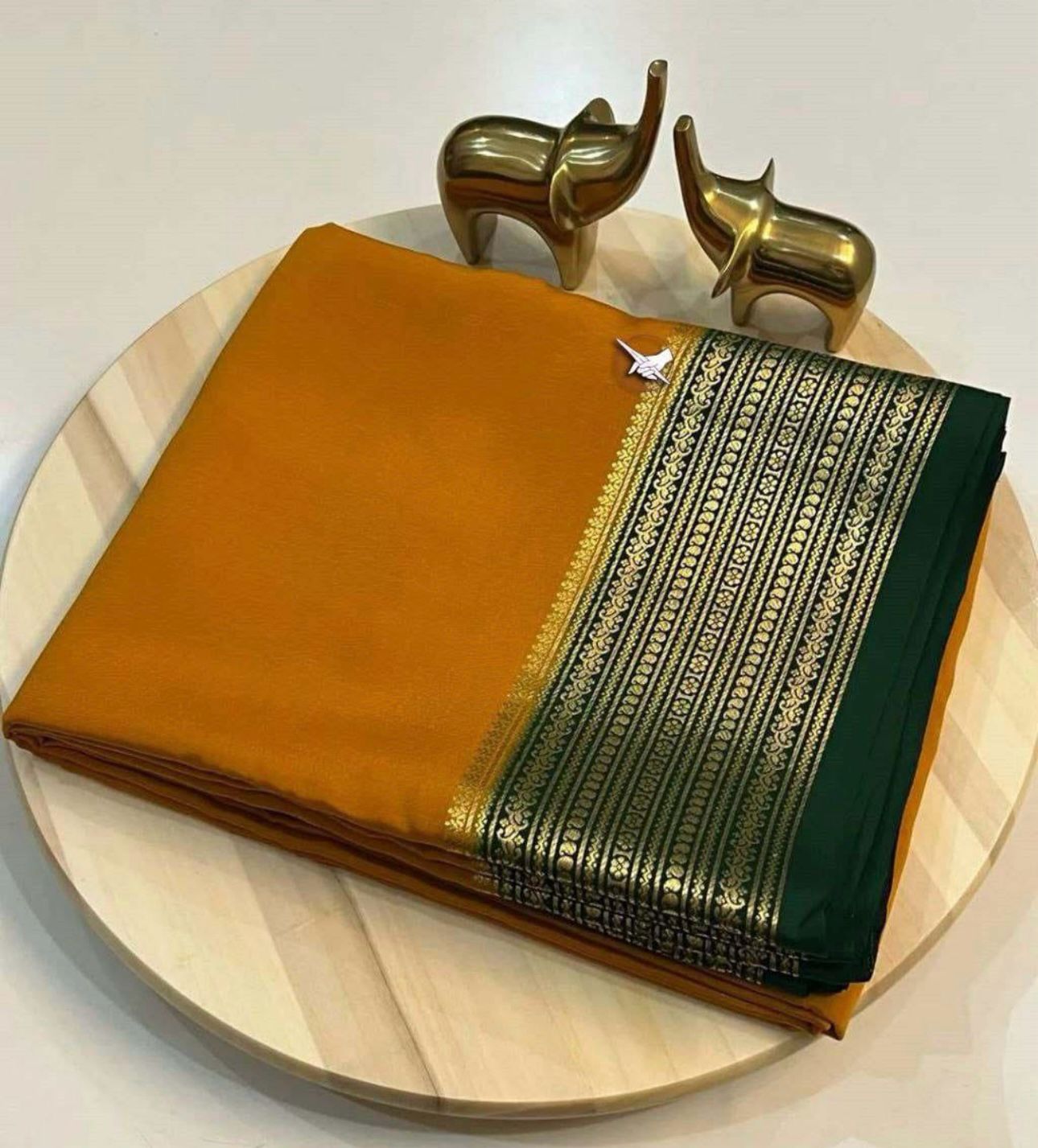Mysore Silk Saree Mustard Nd Green