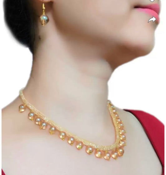 Pearl Necklace Set With Earrings
