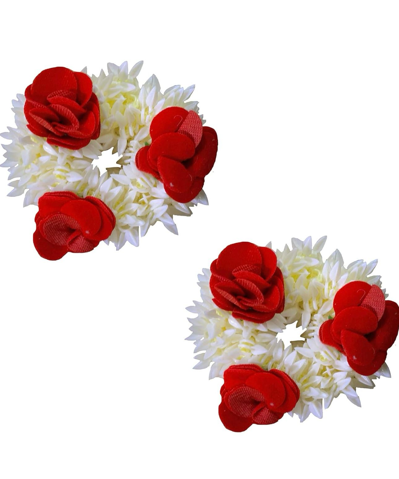 Hair Mogra Scented Rubber Band Flower Gajra Hair Accessories for Women Girls (35 GM) (White) (Free Size (30 GM)