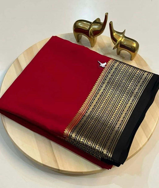 Mysore Silk Saree Red Nd Black