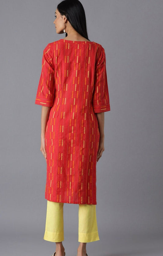 Red Printed Kurta in Germany - Neha Couture Indian Fashion