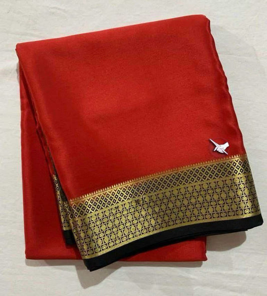 Soft Semi Silk Saree Red Nd Black