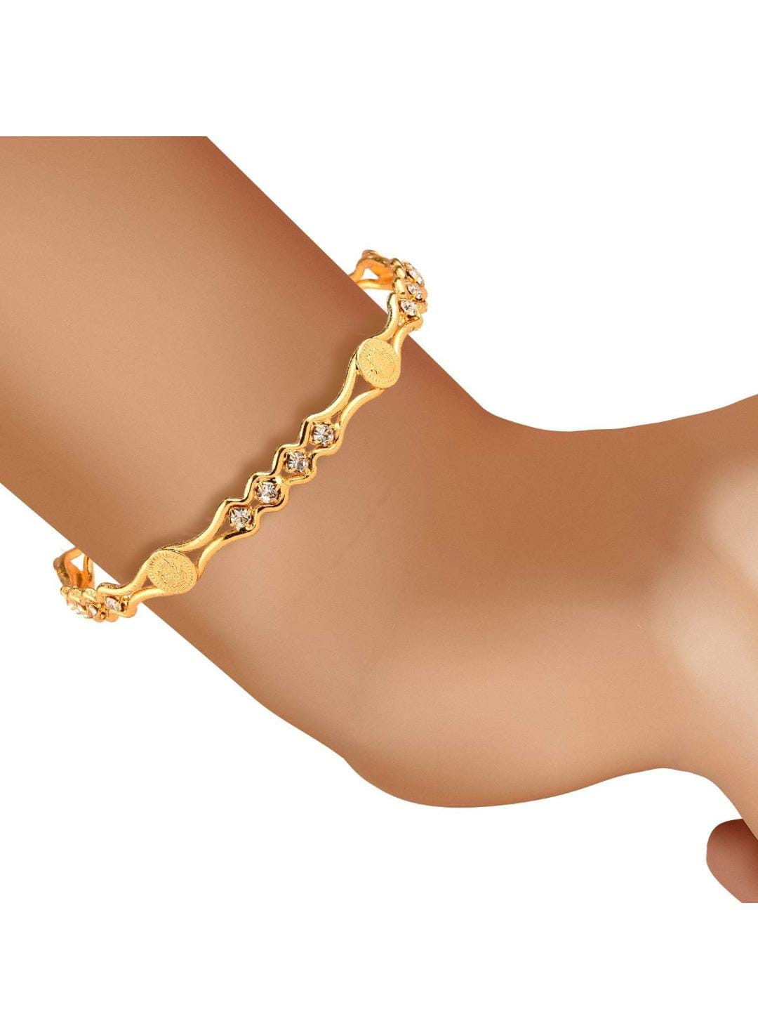Non-precious Metal Gold Plated and American Diamond Necklace Set & Bangles for Women & Girls