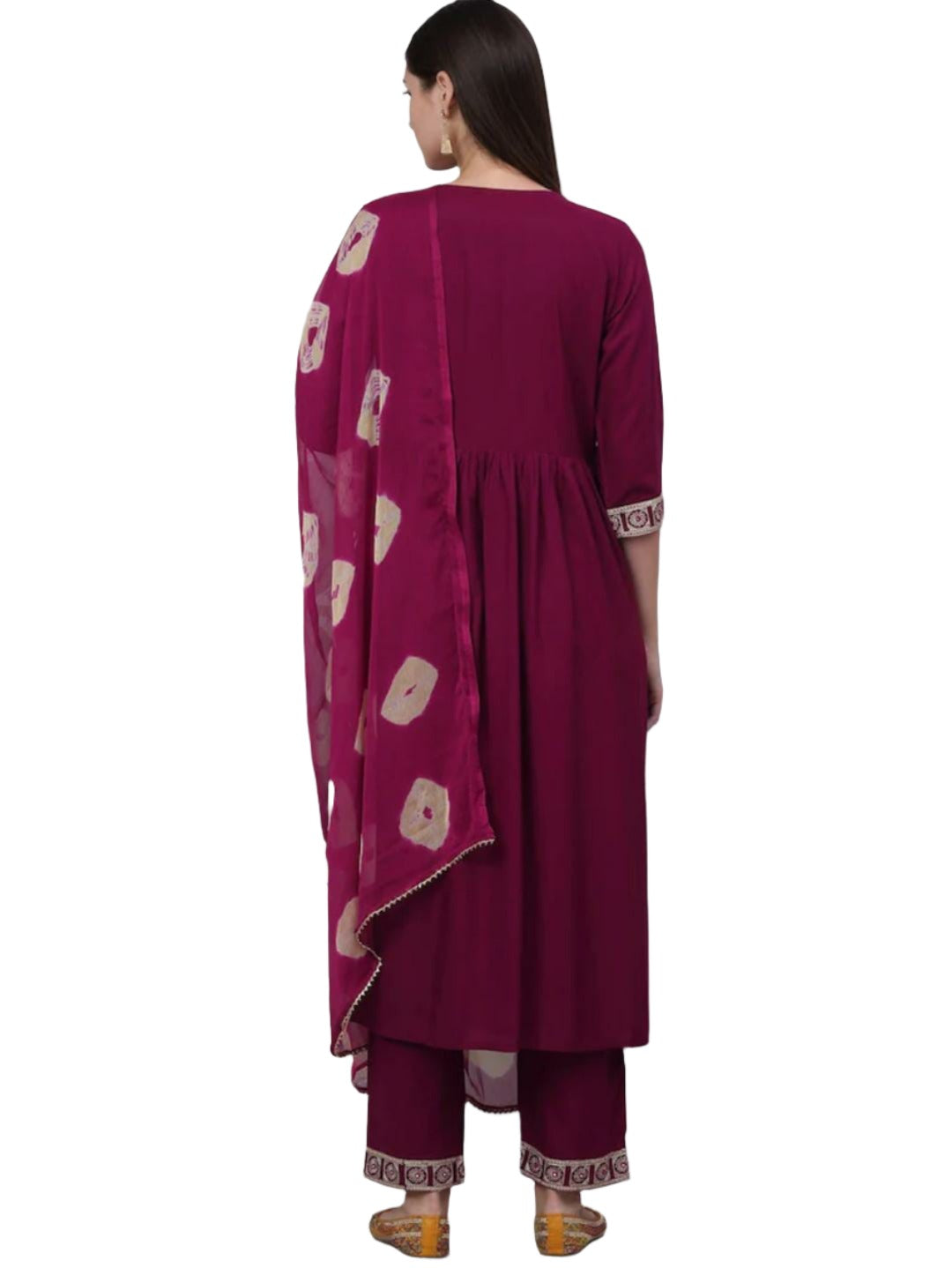Women Ethnic Motifs Yoke Design Sequinned Kurta with Palazzos & With Dupatta