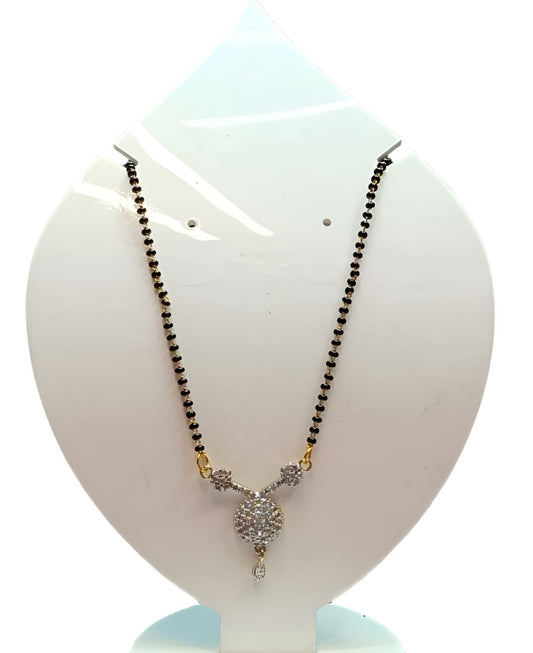 Stylish Pendant Necklace Black Beads Mangalsutra For Women With Extendable Chain