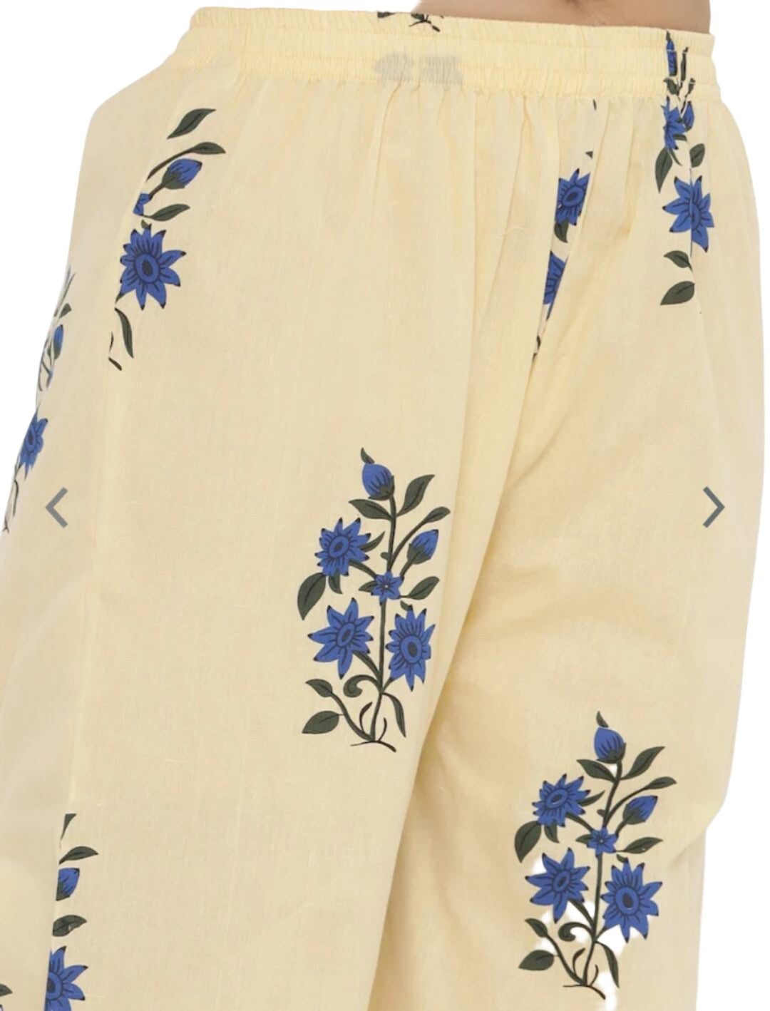 Women Beige Floral Printed Pure Cotton Kurti with Trousers & With Dupatta