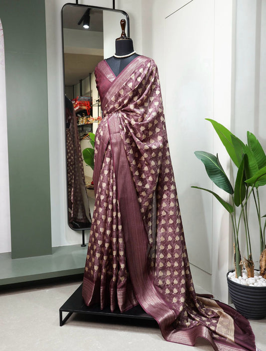 Dola Silk Saree printed With Zari Border