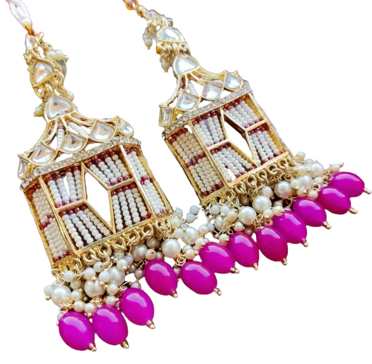 Earrings with Sahara Chain with Doli Kundan 