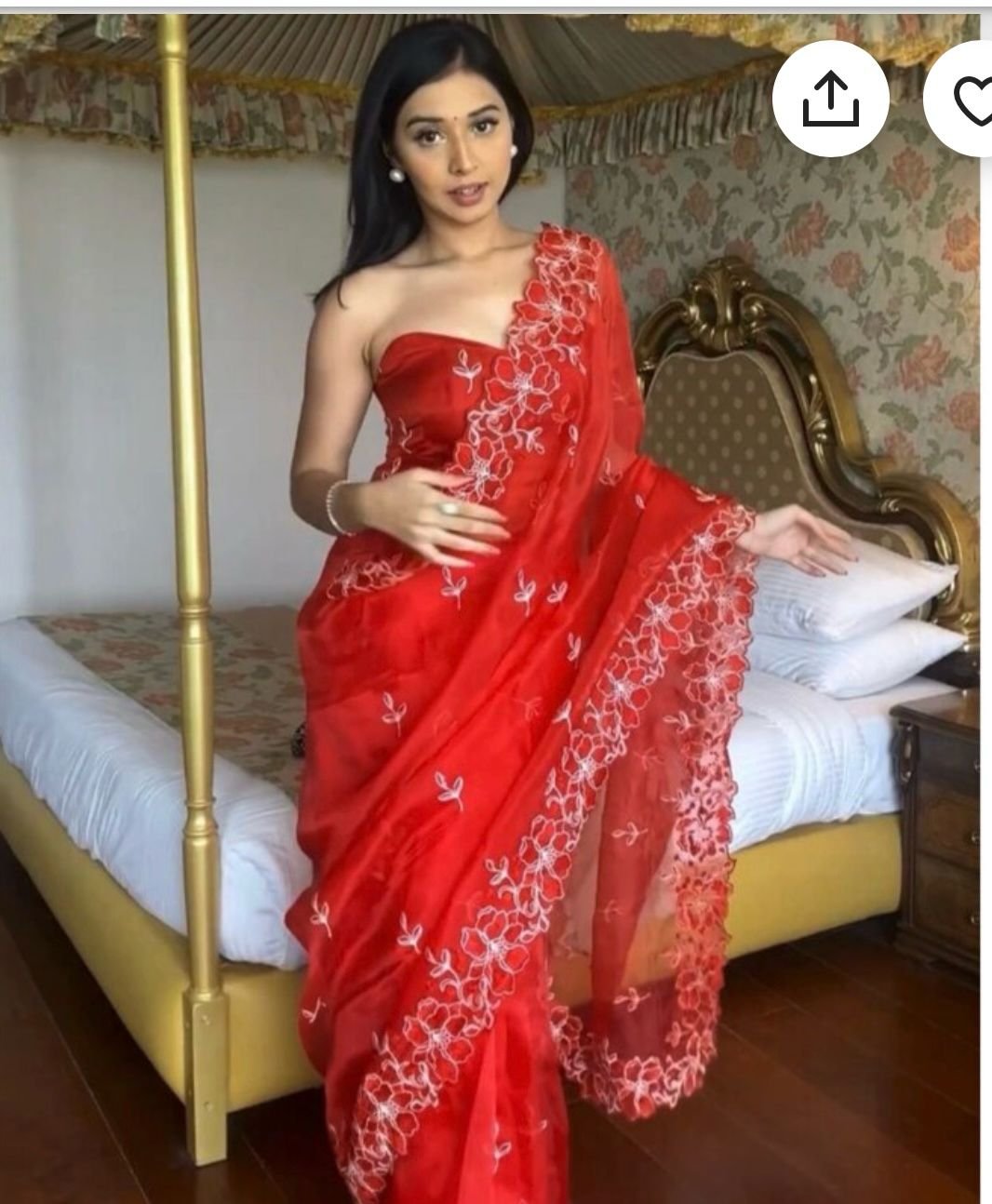 Organza Silk saree withThread Embroidery Work | Wedding Saree | for woman saree