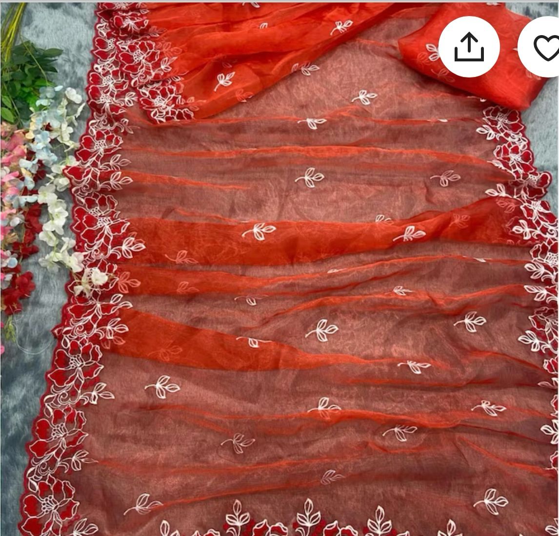 Organza Silk saree withThread Embroidery Work | Wedding Saree | for woman saree