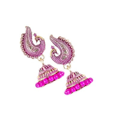 Peacock Jhumkas Jhumka jhumki Earrings Combo set Ear rings For Women girls Ladies Traditional Wedding Temple Gold Meenakari Ethnic Antique South Indian Round Pearl Moti Feather jhumki