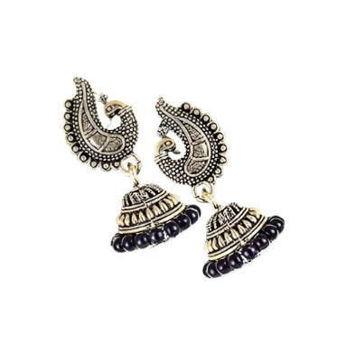 Peacock Jhumkas Jhumka jhumki Earrings Combo set Ear rings For Women girls Ladies Traditional Wedding Temple Gold Meenakari Ethnic Antique South Indian Round Pearl Moti Feather jhumki