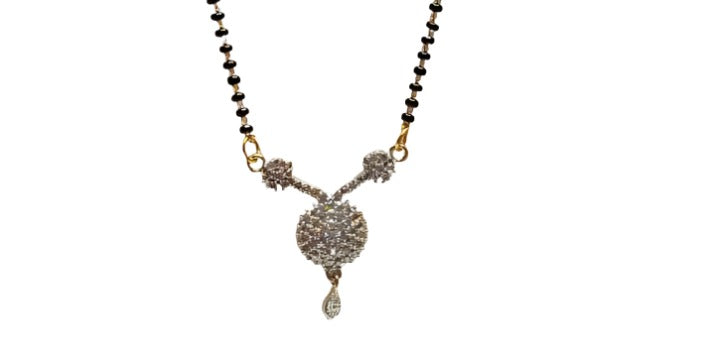 Stylish Pendant Necklace Black Beads Mangalsutra For Women With Extendable Chain