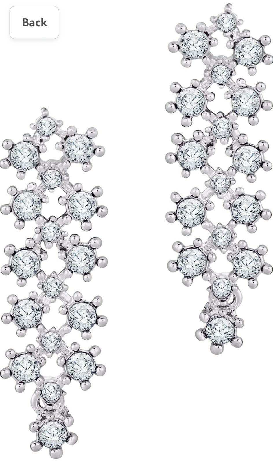 White Gold Crystal AD Diamond Necklace Jewellery Set with Earrings for Women and Girls Suits Best Party, Wedding and Occasional Wear