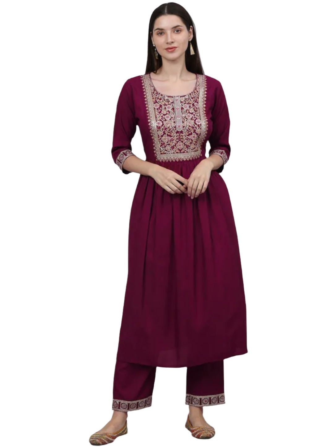 Women Ethnic Motifs Yoke Design Sequinned Kurta with Palazzos & With Dupatta