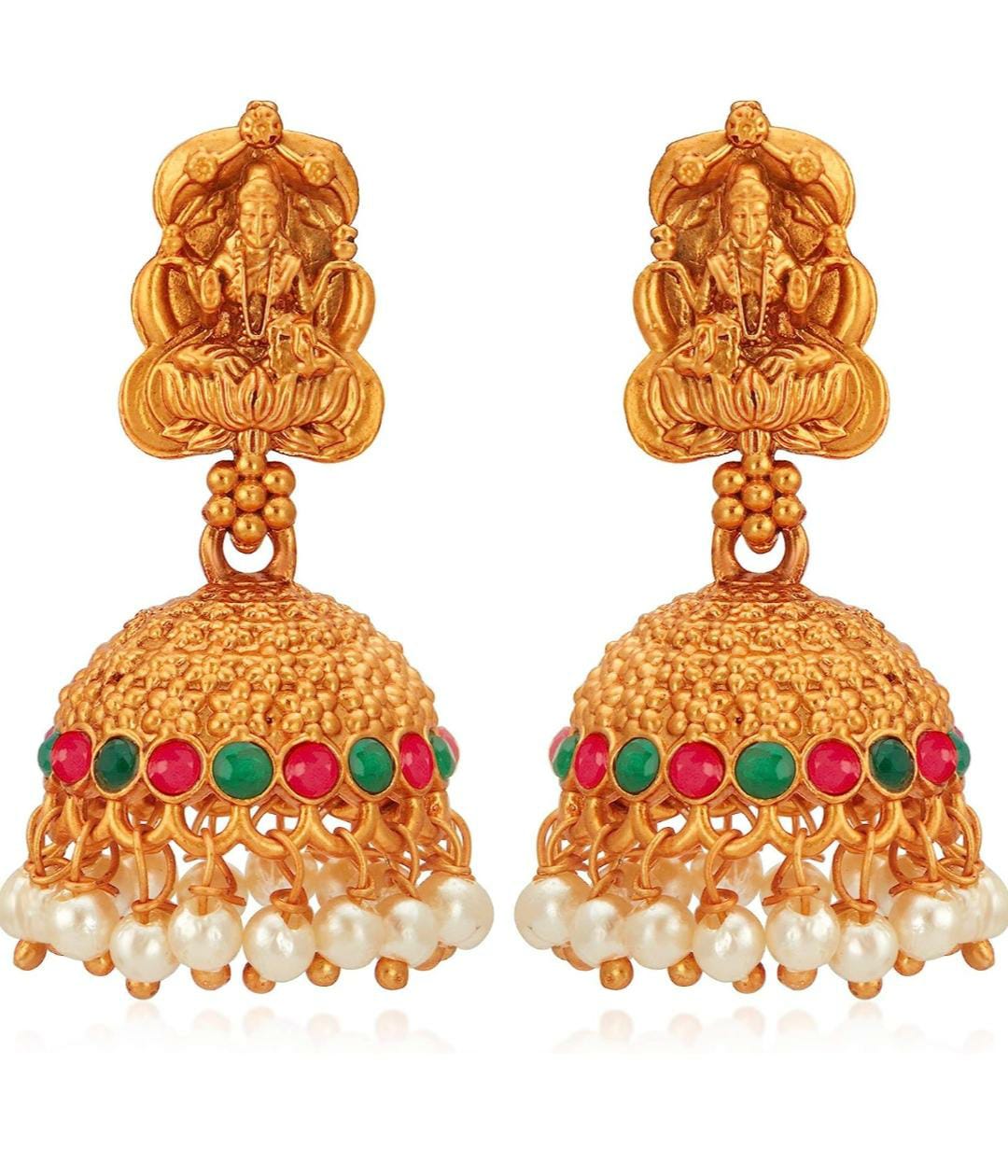 Gold Plated Temple Jewellery Goddess Laxmi Choker Necklace Set for Women