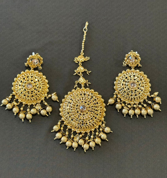 High Quality Designer Mang Tikka With Earrings