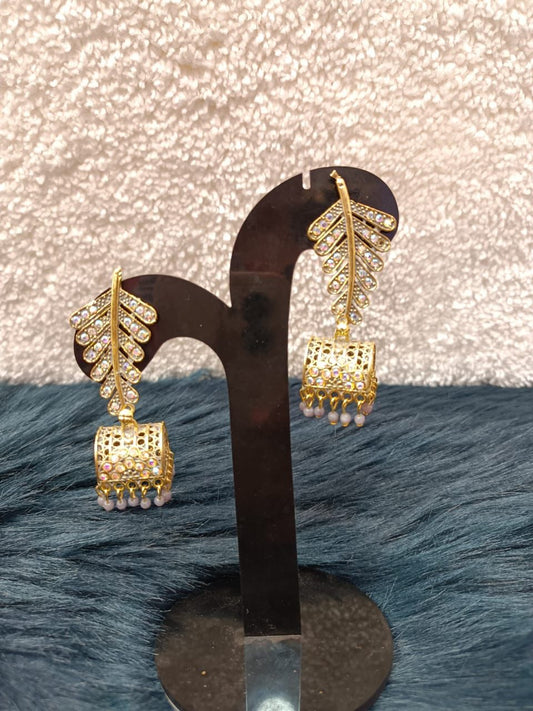 Women Gold-Toned & Jali Style Drop Earrings