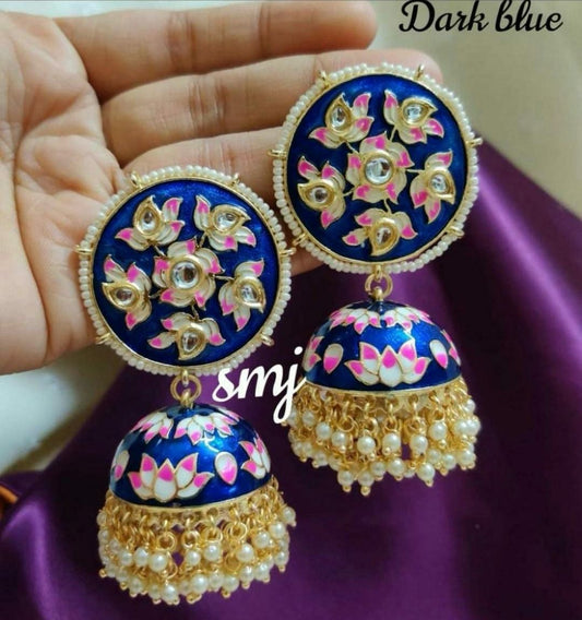 Jhumka  Earrings(Dark  Blue Color)