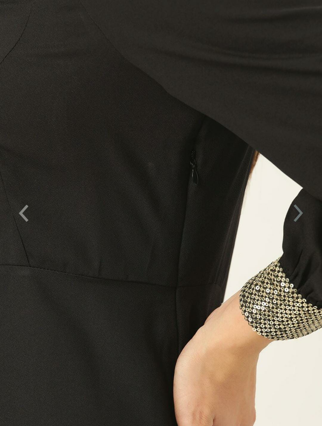 Black Solid A-Line Dress