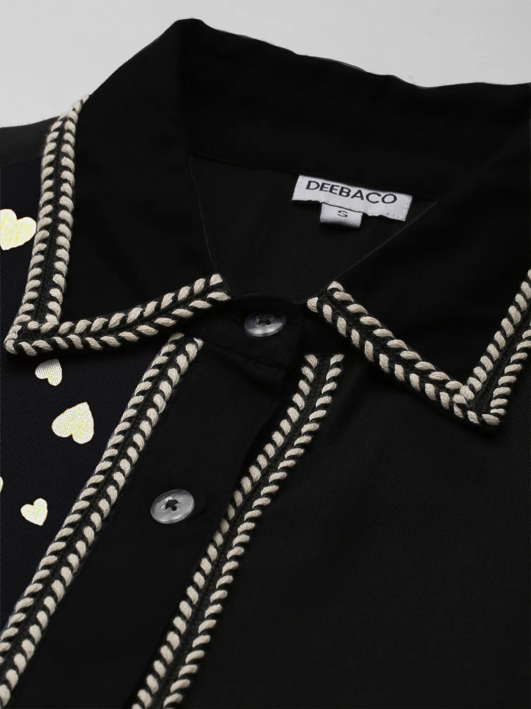 Black Color Blocked Heart Printed Women'S Shirt Dress in Germany