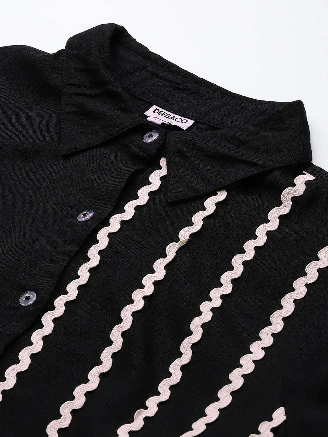 Black Women Shirt Dress Embellished By Lace in Munich