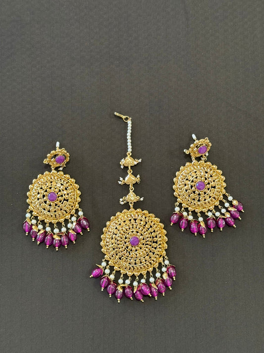 High Quality Designer Mang Tikka With Earrings