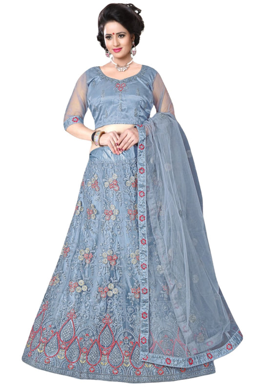 Complete Stitched Embroidered  Lehenga Choli In Germany (Grey)/Bridal Lehenga In Germany