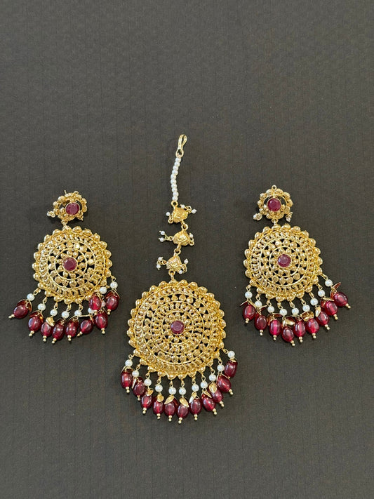 High Quality Designer Mang Tikka With Earrings