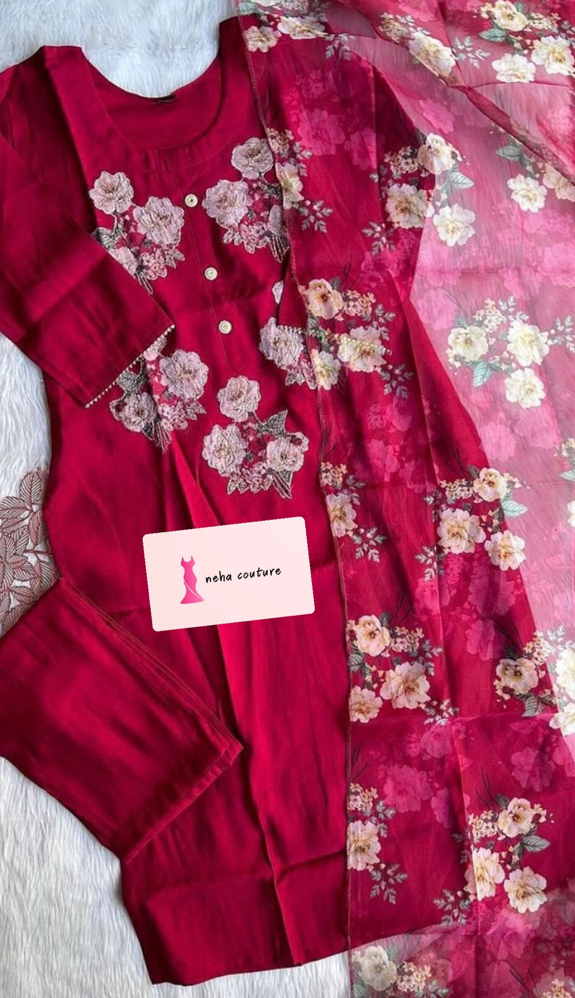 kurti dupatta bottom Dola silk printed set
