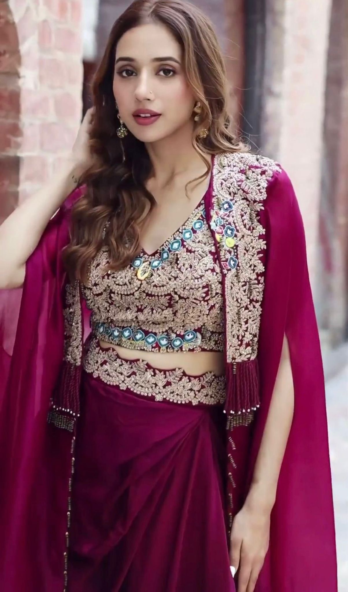New Super Trending Party Wear Crop Top ,Shrug with Skirt
