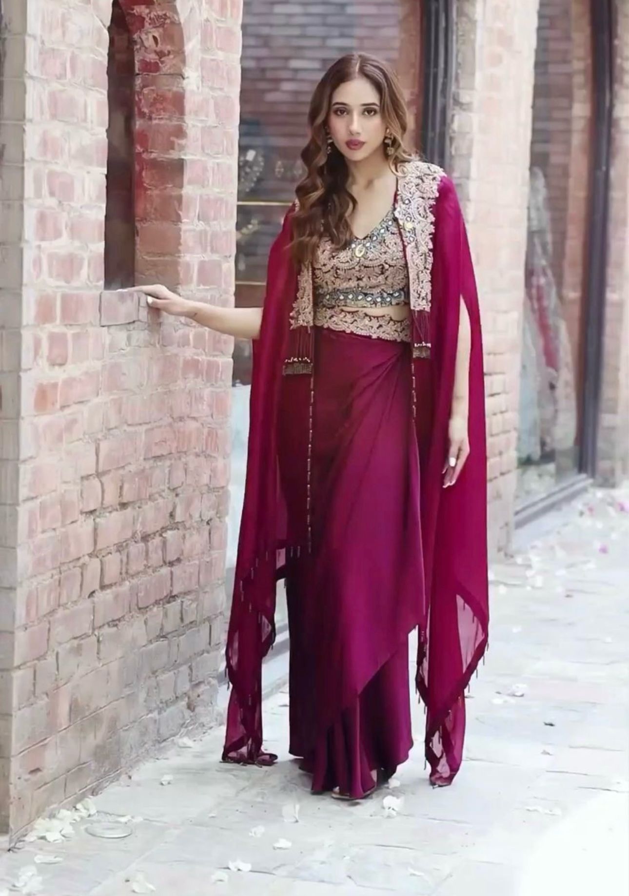 New Super Trending Party Wear Crop Top ,Shrug with Skirt