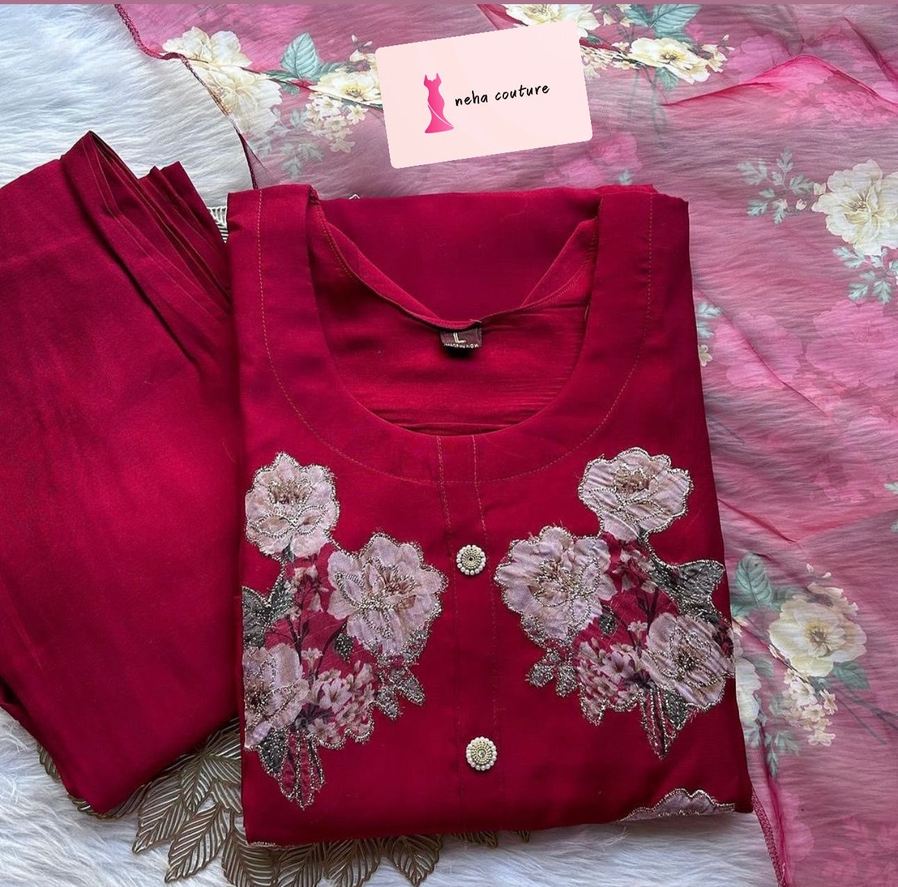 kurti dupatta bottom Dola silk printed set