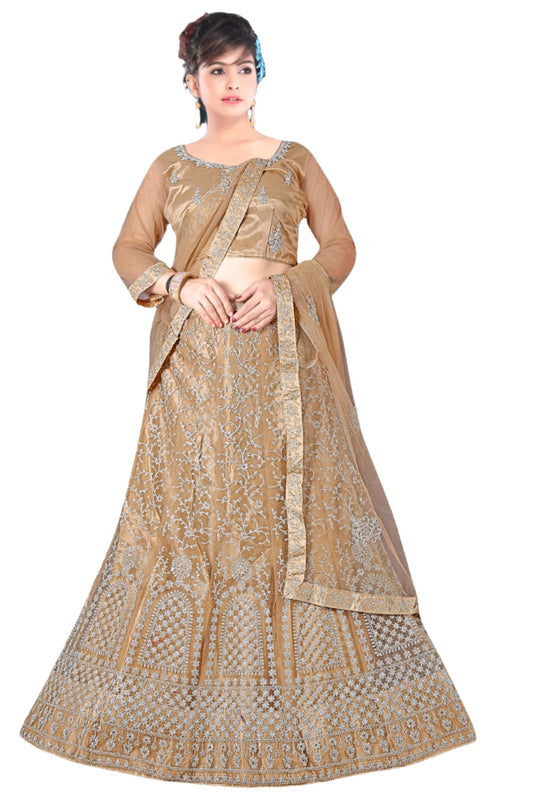 Complete Stitched Embroidered  Lehenga Choli In Germany (Brown)/Bridal Lehenga In Munich