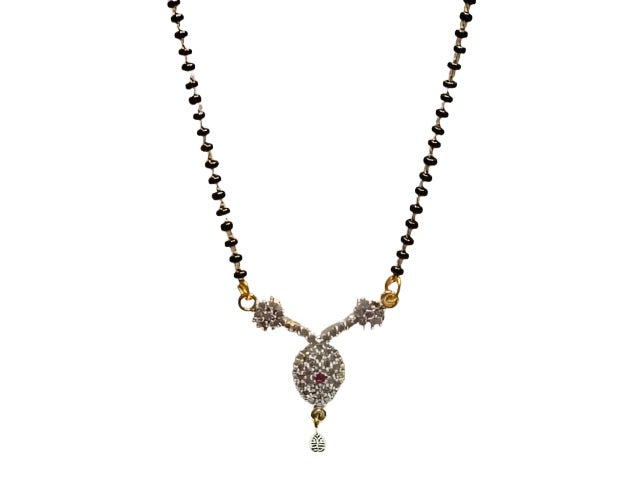 Stylish Pendant Necklace Black Beads Mangalsutra For Women With Extendable Chain