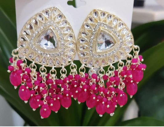 Gold-Plated Kundan and Pearl Classic Chandbalis Earrings