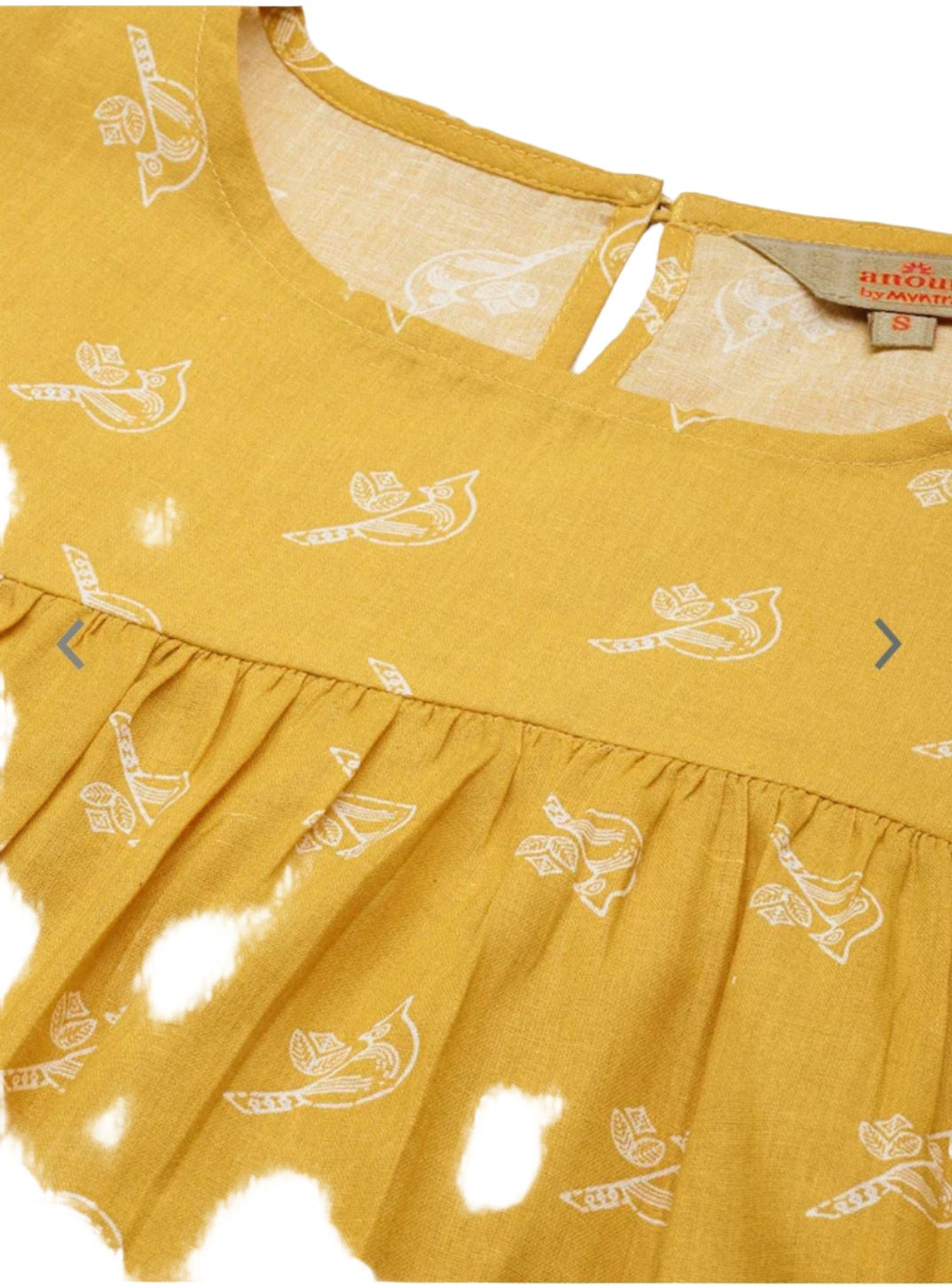 Women Yellow Ethnic Motifs Printed Pleated Pure Cotton Top with Palazzos