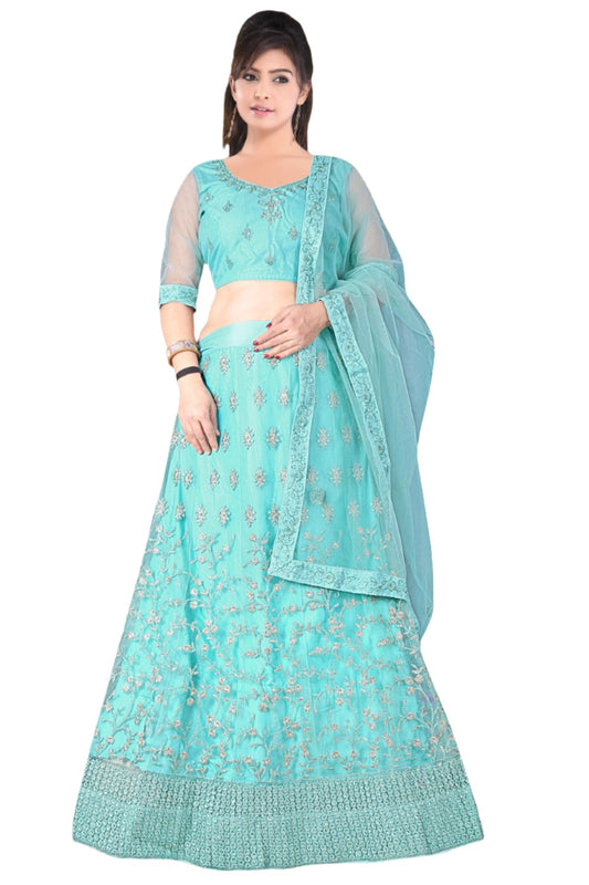 Complete Stitched Embroidered  Lehenga Choli In Germany (Teal)/Bridal Lehenga In Essen