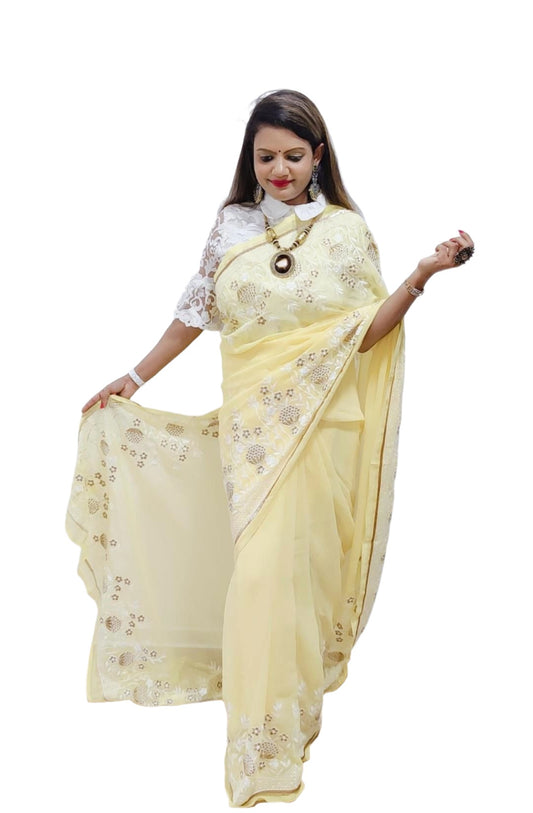 Georgette Embroidery  Saree In Germany