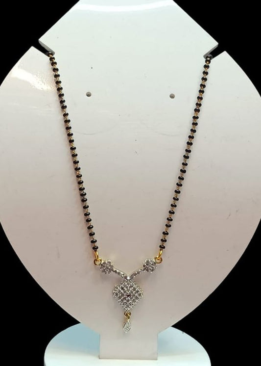 Stylish Pendant Necklace Black Beads Mangalsutra For Women With Extendable Chain
