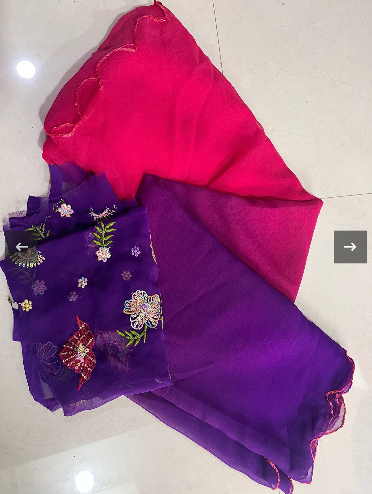 Purple And Rani Pink Georgette Ready to Wear Saree