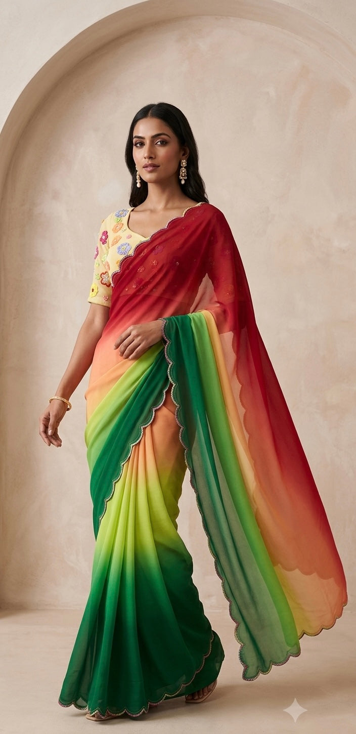Multicoloured Georgette Ready to Wear Saree