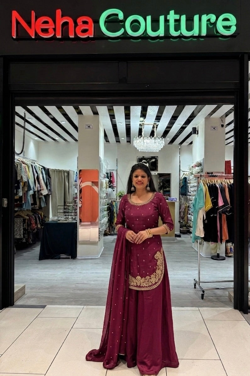 Premium Natural Crepe Silk Festive Wear Suit Set with Dupatta in Germany