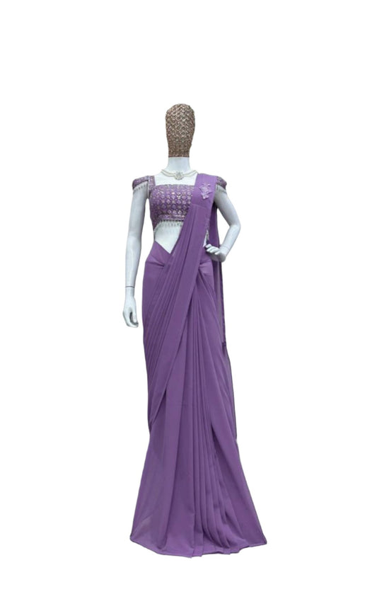 Ready to wear saree embroidery and fabric detail - Neha Couture Indian Fashion