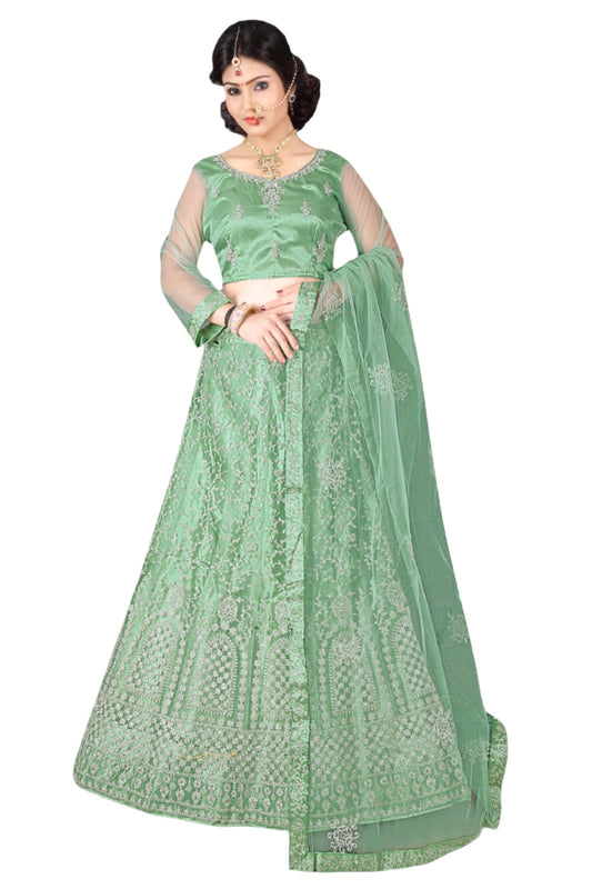 Tittle:-   Complete Stitched Embroidered Lehenga Choli In Germany (Sea Green )/Bridal Lehenga In Germany