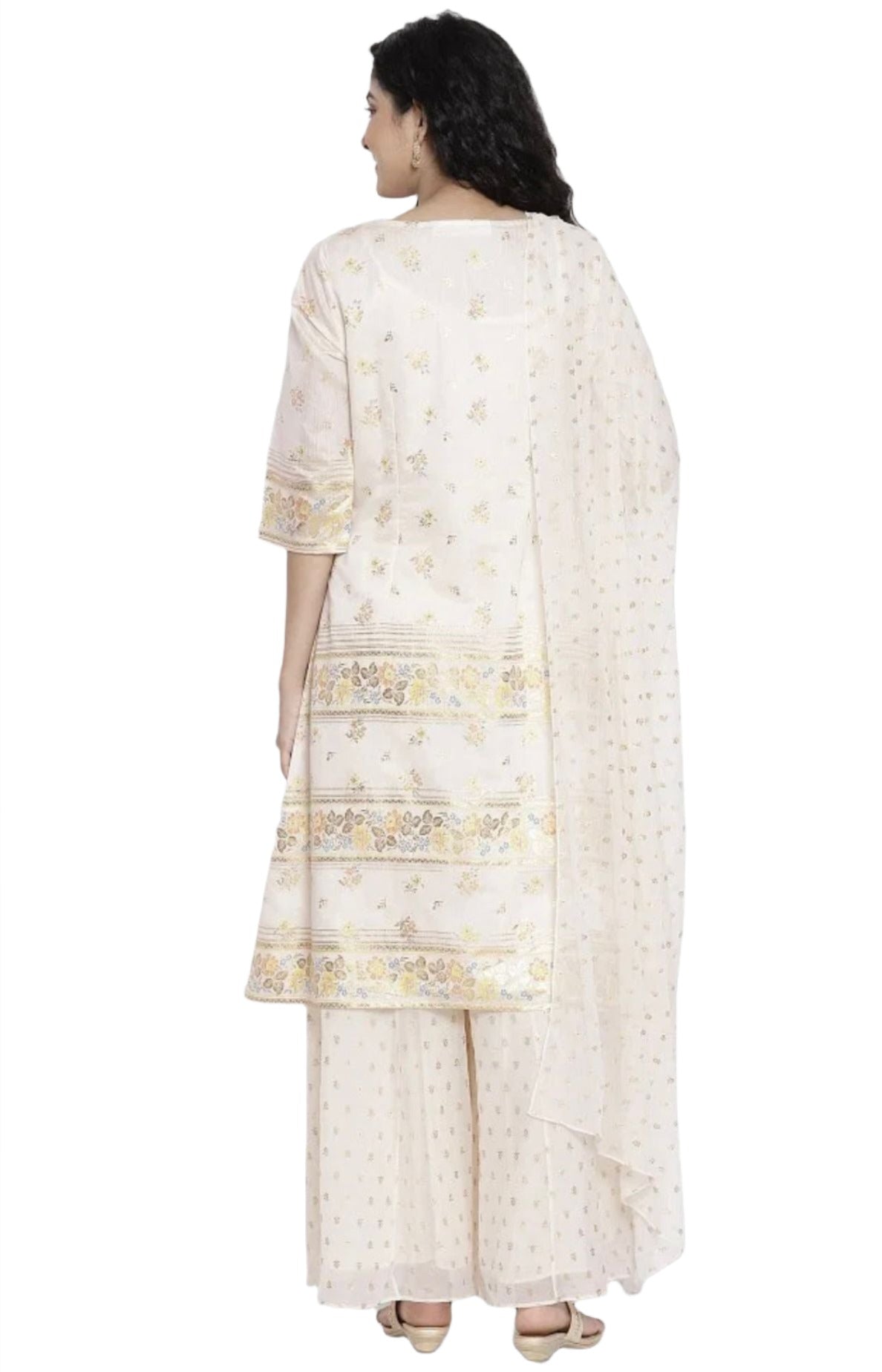 Ivory Printed kurta flared plazzo dupatta set in Munich