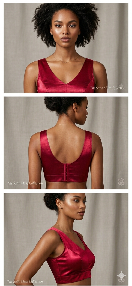 Burgundy satin Silk Readymade Blouse Fancy Sleeveless trendig Shining for Women in Germany