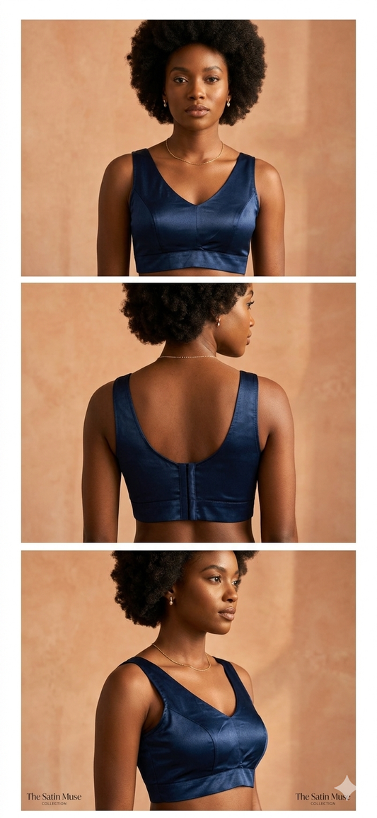Navy Blue satin Silk Readymade Blouse Fancy Sleeveless trendig Shining for Women in Germany (Copy)